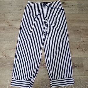Soma Womens Size M Striped Navy and White Pants Cotton Blend